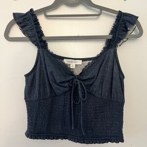 Mixology Shabby Chic Navy Tank Top